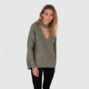 MADISON THE LABEL | FRIDA KNIT OVERSIZED SWEATER | KHAKI | XL
